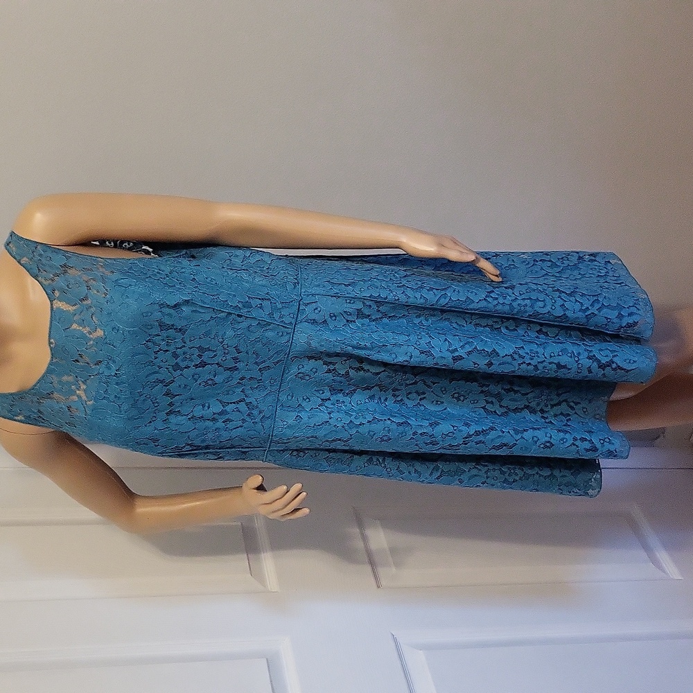 LOFT Teal Lace Midi Dress